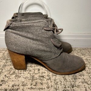Toms Lunata Gray Ankle Lace-Up Heel Booties Size6
